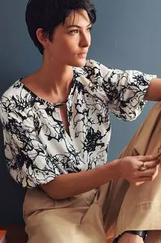 Топ с рукавами 3/4 и широким вырезом Next, черный