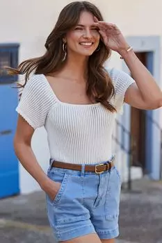 Топ с рукавами ангела крючком Sosandar, белый