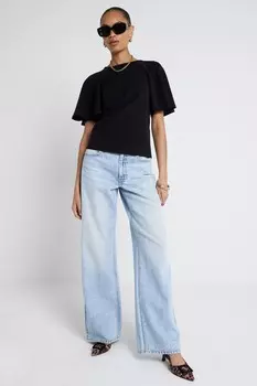 Топ с рукавами ангела River Island, черный