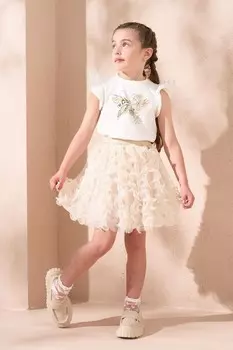 Топ с рукавами бабочками от Anya Angel & Rocket, бежевый