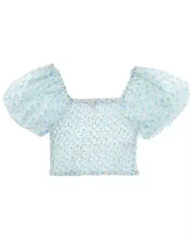 Топ с рукавами до локтя и историей дизайна Design History, синий