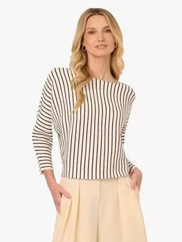 Топ с рукавами-доломанами в полоску Adrianna Papell, цвет Ivory/Black