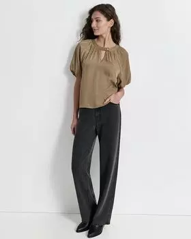 Топ с рукавами-фонариками DKNY, коричневый/бежевый