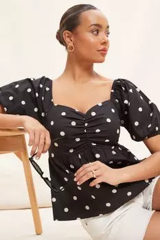 Топ с рукавами-фонариками и рюшами Friends Like These, черный