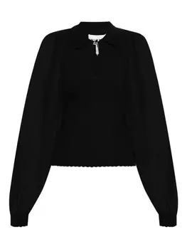 Топ с рукавами-фонариками и вырезом-замочной скважиной MUNTHE, черный