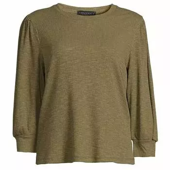 Топ с рукавами-фонариками в рубчик зеленого цвета Sanctuary