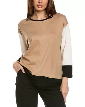 Топ с рукавами «летучая мышь» в стиле колор-блок от Jones New York, коричневый