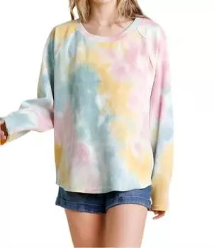 Топ с рукавами реглан и необработанными краями, цвет Multi umgee