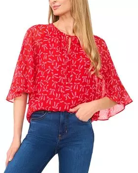 Топ с рукавами реглан и завязкой на шее CeCe, розовый