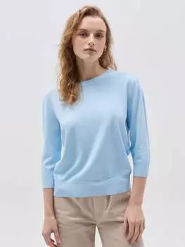 Топ с рукавами три четверти и бусинами Hybrid, цвет azure