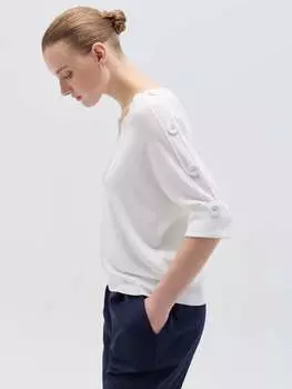 Топ с рукавами три четверти на пуговицах Hybrid, цвет optical white