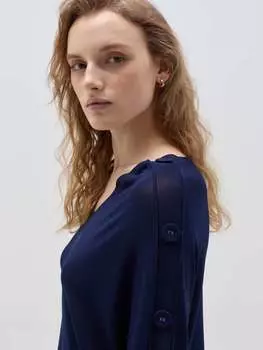 Топ с рукавами три четверти на пуговицах Hybrid, цвет dark blue