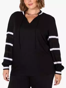 Топ с рукавами в полоску Live Unlimited, черный