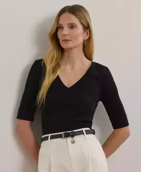 Топ с рукавом до локтя Lauren Ralph Lauren, черный