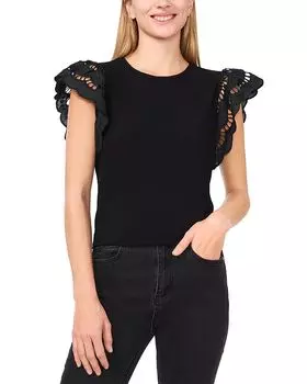 Топ с рюшами CeCe, черный