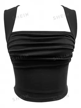 Топ с рюшами, черный