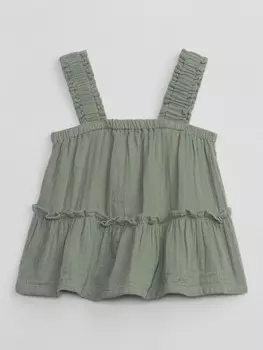 Топ с рюшами Gap, зеленый