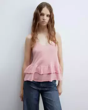 Топ с рюшами и бретельками Sfera, розовый