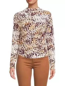 Топ с рюшами и принтом Calvin Klein Khaki combo