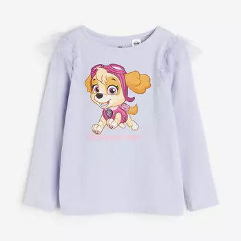 Топ с рюшами и принтом H&M Paw Patrol, фиолетовый
