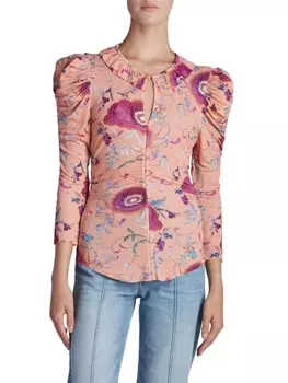 Топ с Рюшами Isabel Marant Jen из органического хлопка, papaya