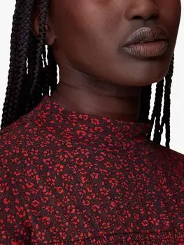 Топ с сборками в горошек Whistles Pansy, Красный/Мульти