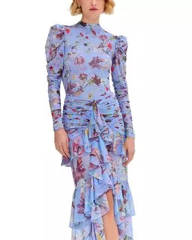 Топ с сетчатым узором "Lily Flower" PatBO, синий