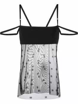 Топ с сетчатыми вставками и узором 4G Givenchy, черный