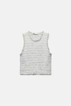 Топ с шипучками ZARA, жемчужный мергель