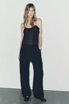 Топ с шпильками ZARA, черный