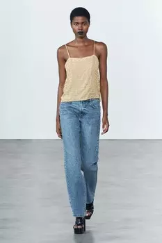Топ с шпильками ZARA, песочный