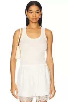 Топ с тонкой рубчатой фактурой и вырезом лодочкой Rohe, cream