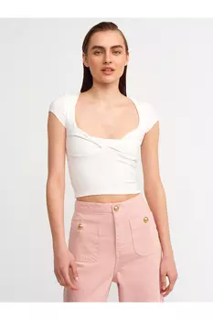 Топ с узлом-бежевый Dilvin, экрю