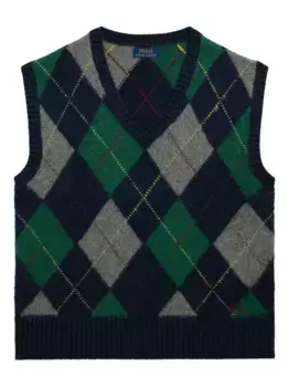 Топ с узором аргайл POLO RALPH LAUREN, синий