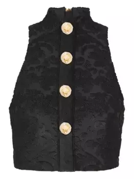 Топ с узором Baroque BALMAIN, черный
