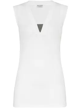 Топ с V-образным вырезом Brunello Cucinelli, белый