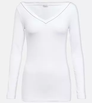 Топ с V-образным вырезом BRUNELLO CUCINELLI, белый