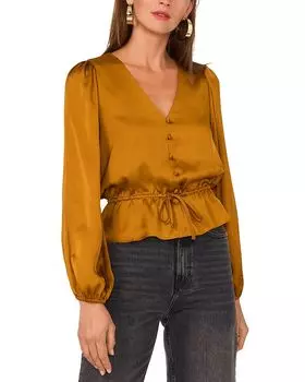 Топ с V-образным вырезом и баской 1.STATE, оранжевый