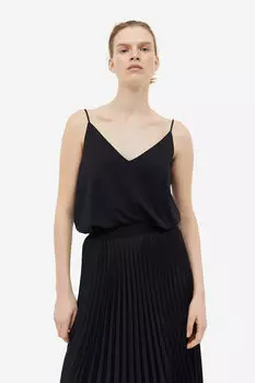 Топ с v-образным вырезом и бретелями H&M, черный