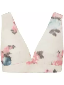 Топ с V-образным вырезом и цветочным принтом Philosophy Di Lorenzo Serafini, нейтральный цвет