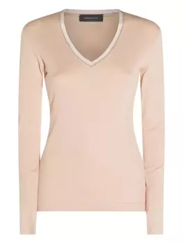 Топ с V-образным вырезом и длинными рукавами Fabiana Filippi, нейтральный