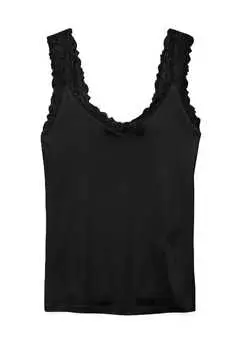 Топ с v-образным вырезом и кружевом Vero Moda, черный