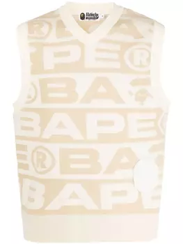 Топ с V-образным вырезом и логотипом A BATHING APE, бежевый