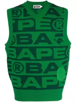 Топ с V-образным вырезом и логотипом A BATHING APE, зеленый
