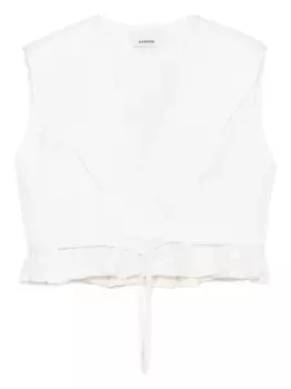 Топ с V-образным вырезом и оборками SANDRO, нейтральный
