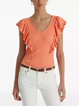 Топ с V-образным вырезом и оборками Lauren Ralph Lauren, оранжевый