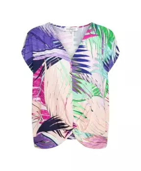 Топ с v образным вырезом и принтом листьев &Co Woman, мультиколор