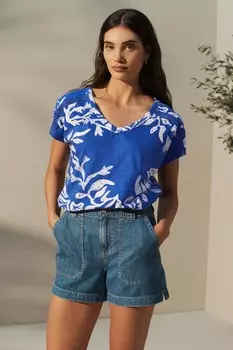 Топ с V-образным вырезом и пузырьками внизу Next, синий