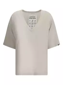 Топ с V-образным вырезом и укороченными рукавами extreme cashmere, нейтральный