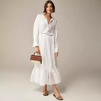 Топ с V-образным вырезом и завязкой из добби из хлопчатобумажной ткани J.Crew, белый